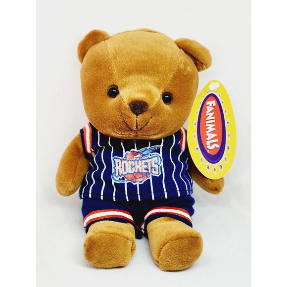 NBA Play By Play Retro 1997 Vintage Animals Houston Rockets Teddy Bear - Picture 14 of 15